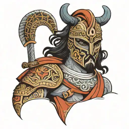 Persian Warrior With A Mask And A Blank Face