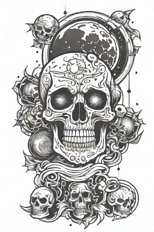 Space Cosmic Skull Moon