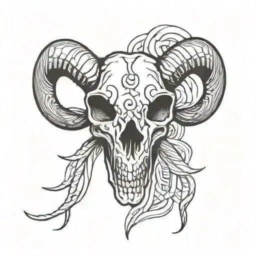 Goat Skull Surrounded Lines