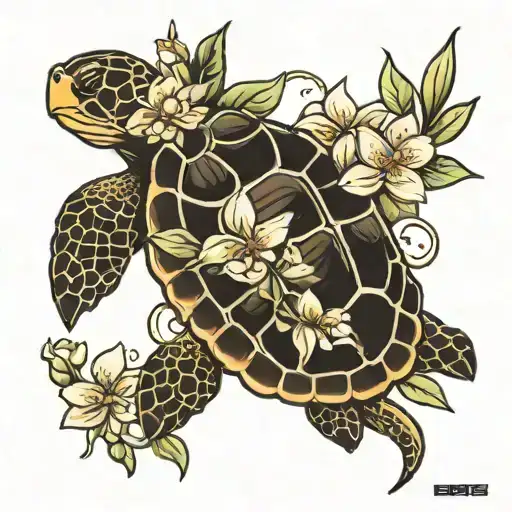 Turtle And Jasmine Flower
