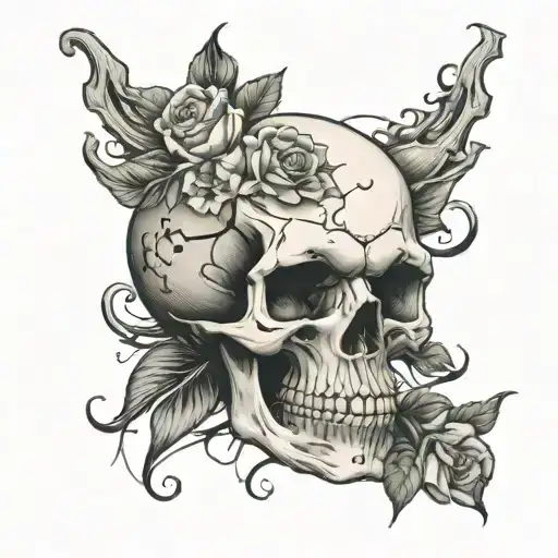 Big Skull And Flowers
