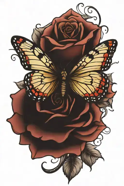Butterfly With A Rose As The Body Made