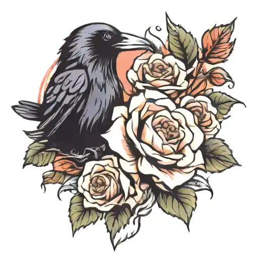 Raven Sitting On A Rose