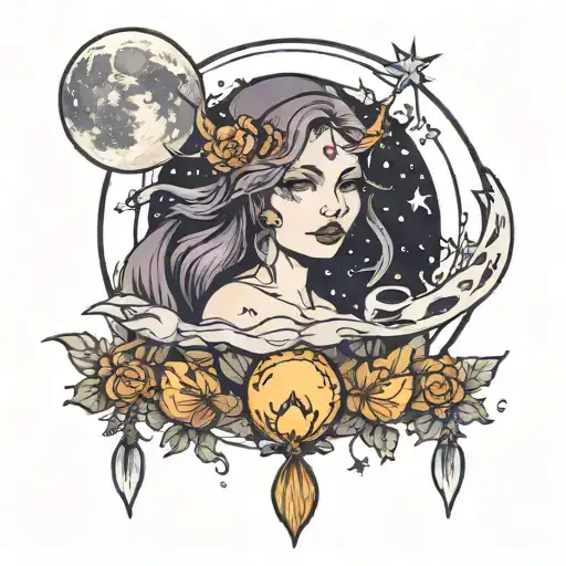 Moon And Witch And Crystals