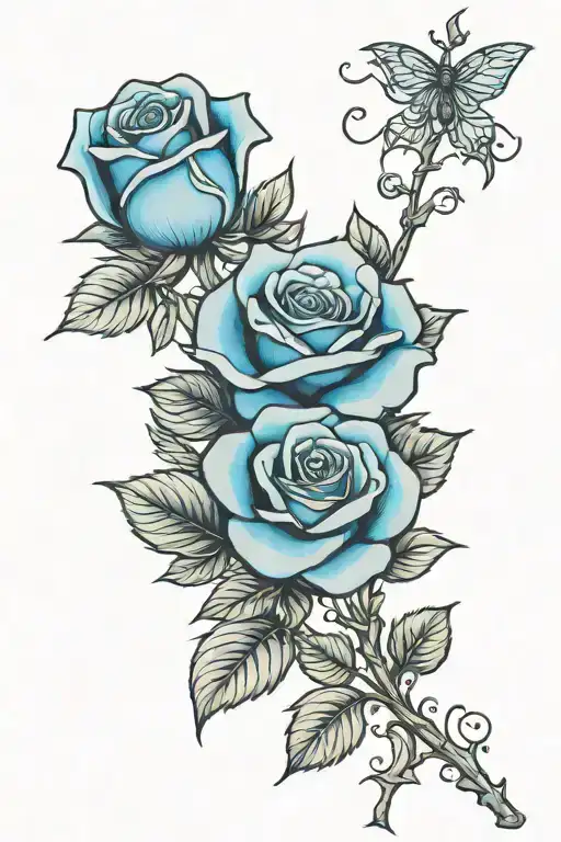 Blue Rose With Stem Saying The Name Jessica