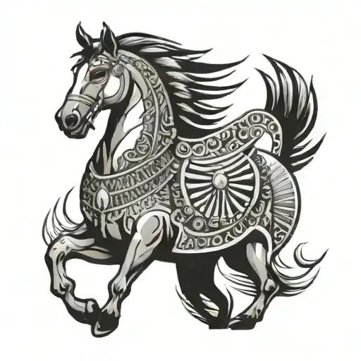 Ancient Egyptian Horse Black And White D