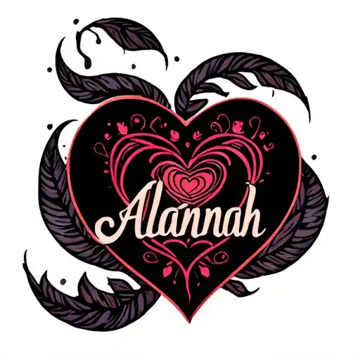 Bright Read Love Heart With 'Alannah' In The Centre