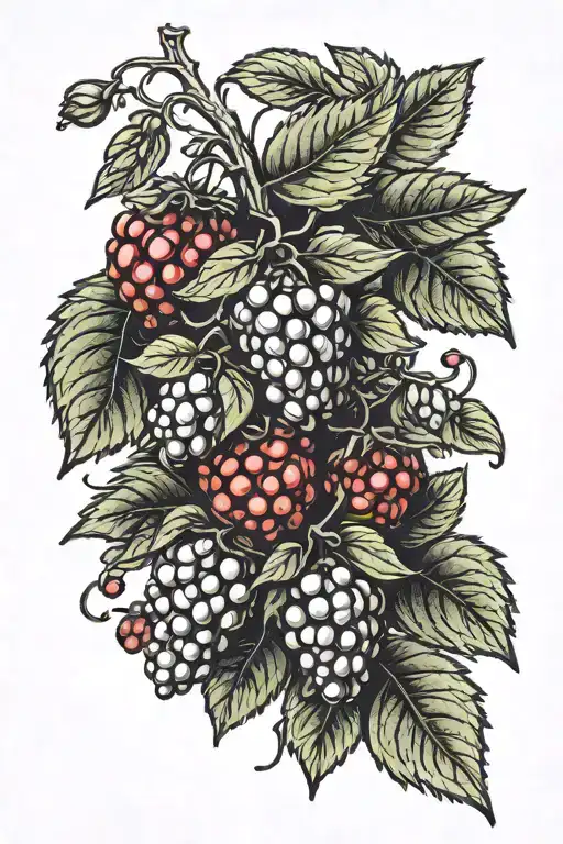 A Neotraditional Tattoo Of A Berry Bush With A Hidden Message Of Love Intertwined In The Branches