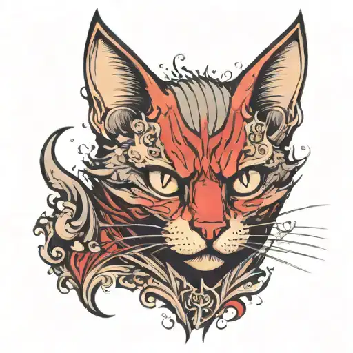 Cat Mixed With A Bat With Some Red Coloring