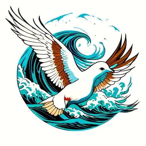 Winds And Waves And Dove Flying Above