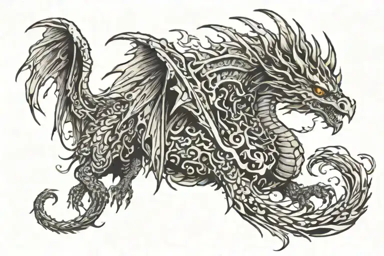 Phoenix Rising From Ashes Dragon Wrapped