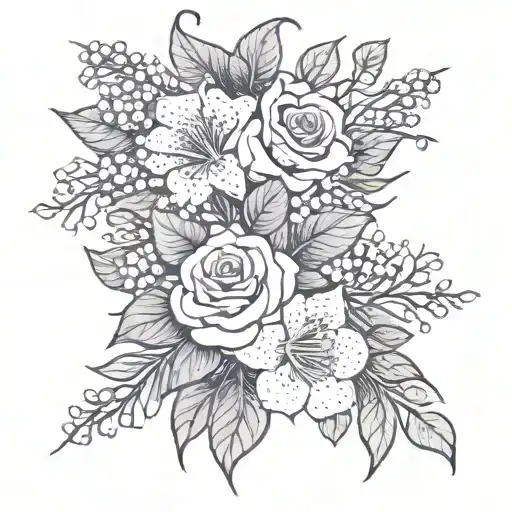 Line Of Roses Lilies Of The Valley And Hawthorn