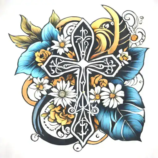 Flowers And Ankh Symbol