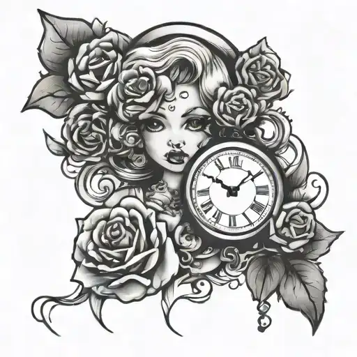 Clock That Shows That Time Passes Too Quickly With A Face Of A Young Doll