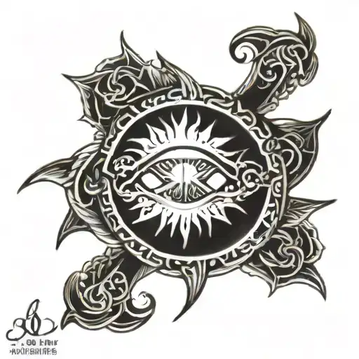 Sun Shining With Infinity Sign Intertwined