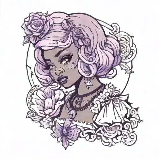 Black Girl With Purple Hair In Lolita Fashion