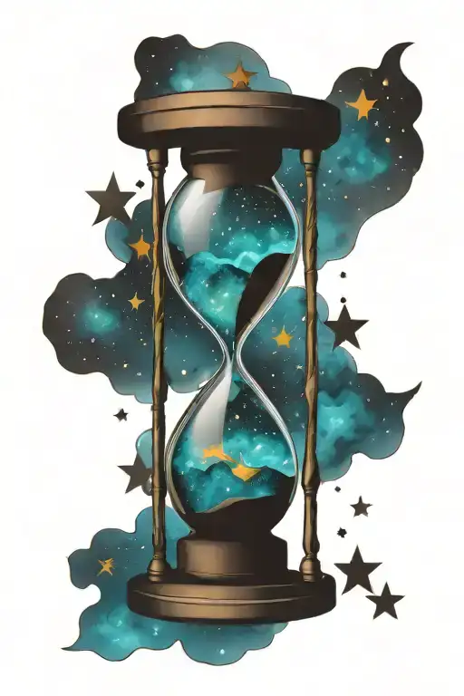 Abstract Hourglass Filled With Stars And Galaxies