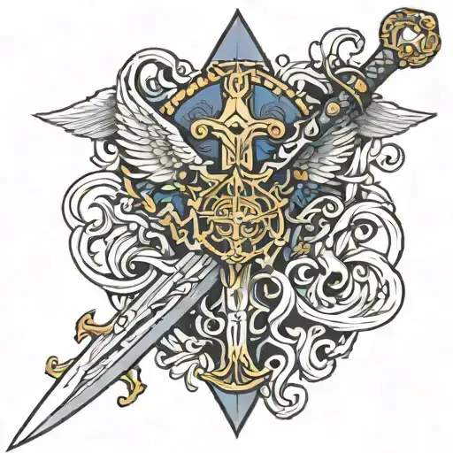 Sword Intertwined Angelic Symbol