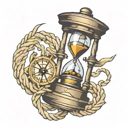 Hourglass Made Of Ropes With A Compass