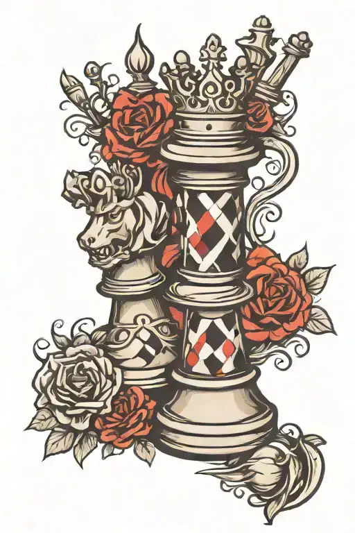 King Chess Piece With A 9 Either Side