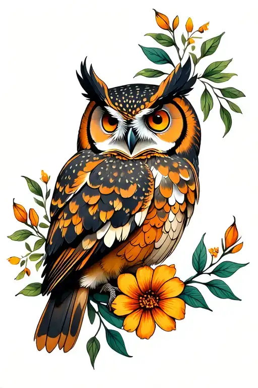 Owl Nature Flowers Surrounding