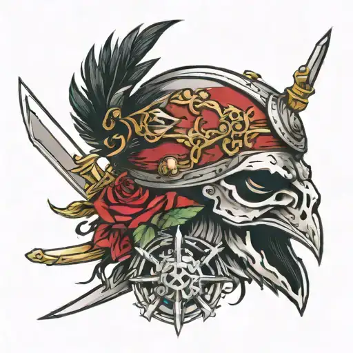 Helm Of Va With Sword Of Tyrfign With Raven