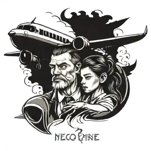 Father And Daughter And Plane