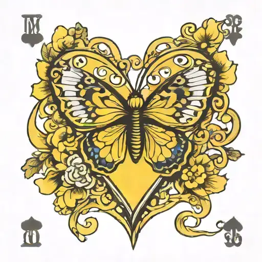 Yellow Butterfly Infinite Hearts Playing Card