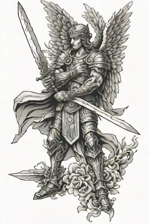Warrior Guarding Angel Holding A Sword