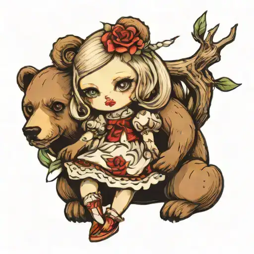 Doll Leaning On Bear