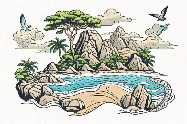 Beach And Granite Mountains Seychelles