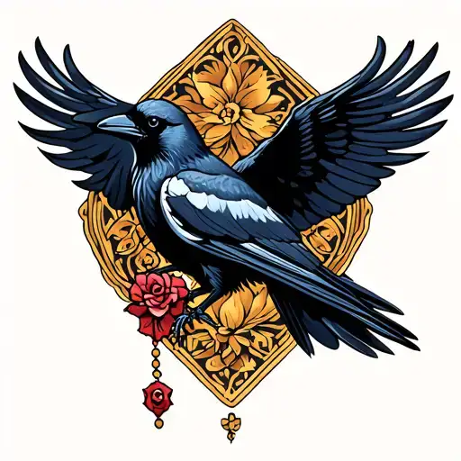 Crow Carrying A Rosary