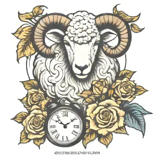 Sheep And Clock A Heart Patterns And Roses Mayflowers Hibiscus
