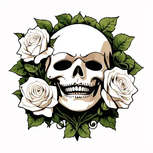 Comedy And Tragedy Masks White Roses Scary Death