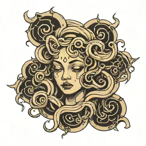 Intense Medusa With A Tear Falling
