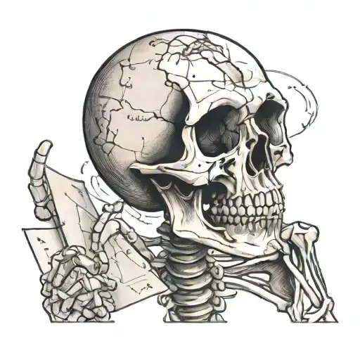 Skeleton Arm Holding A Map Outline