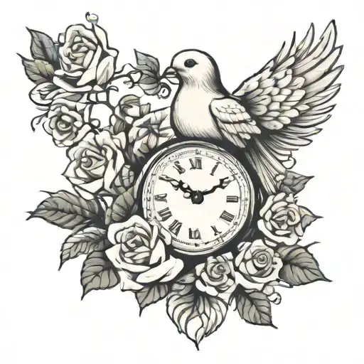 Dove Clock And Roses