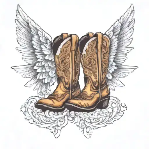 Angel Wings With Cowboy Boots