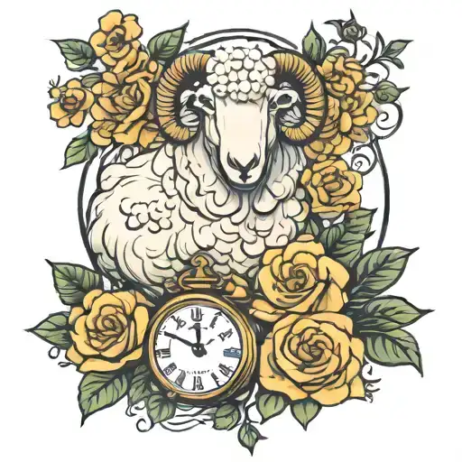 Sheep And Clock A Heart Patterns And Roses Mayflowers Hibiscus