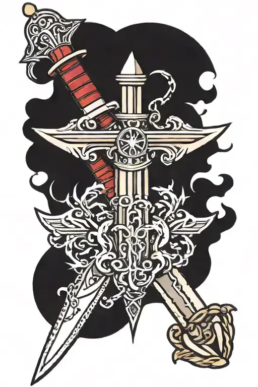 Dagger With Chain Rapped Around A Dagger