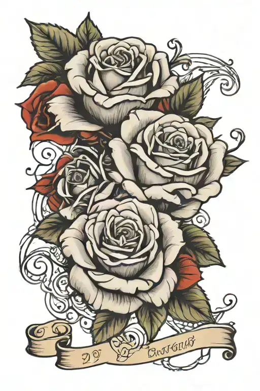 Two Birth Dates With Roses Intertwined