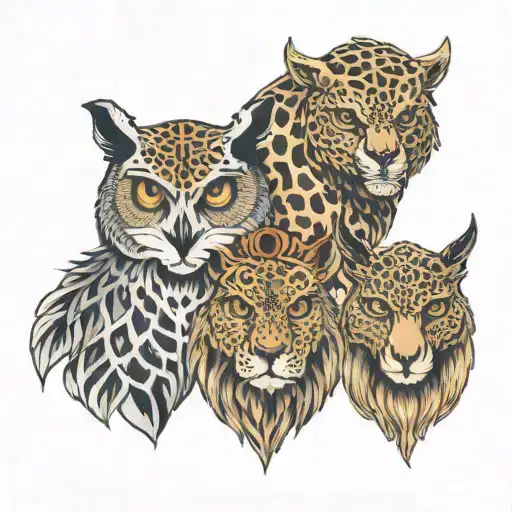 Owl And Giraffe And Lion Head