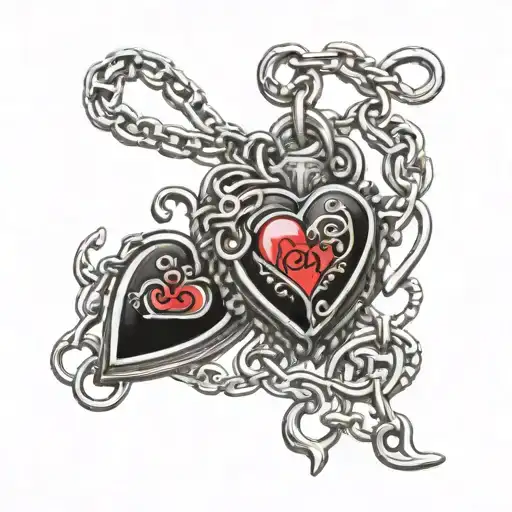 Black Heart Music And Locket Anklet With Chain Links