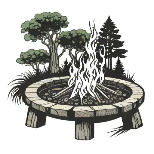 Trees And Fire Pit