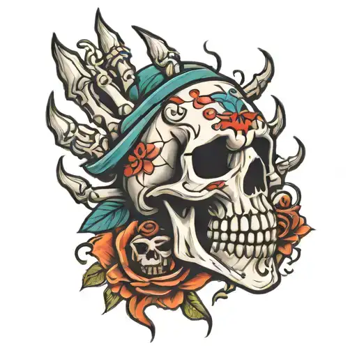 Ace Hand Tattoo With Skeleton Fingers