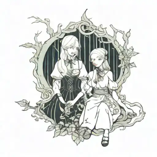 Albino Girls In Fairytale Forest Clothes
