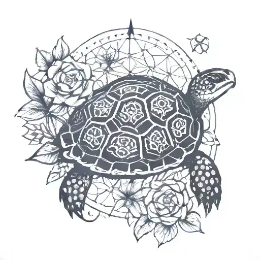 Turtle With Flower Of Life Tree