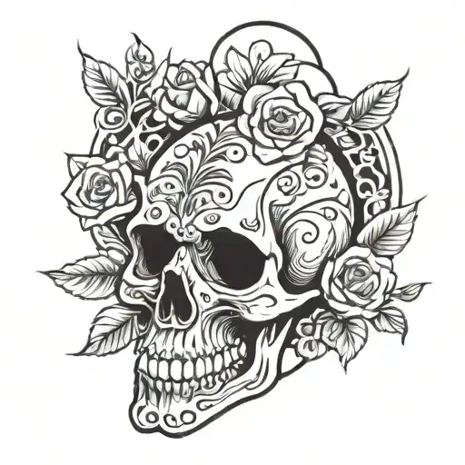 Skull And Roses And Graveyard