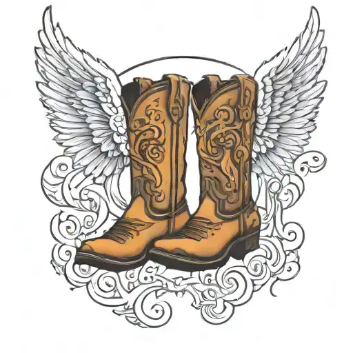 Angel Wings With Cowboy Boots