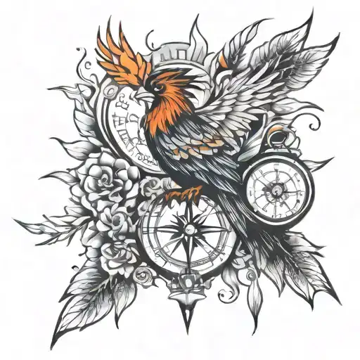 Phoenix And Compass Surrounded Boy Autoknacker Leaves